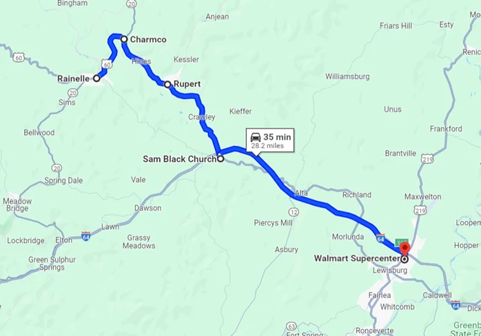 MTA Western Greenbrier bus route map